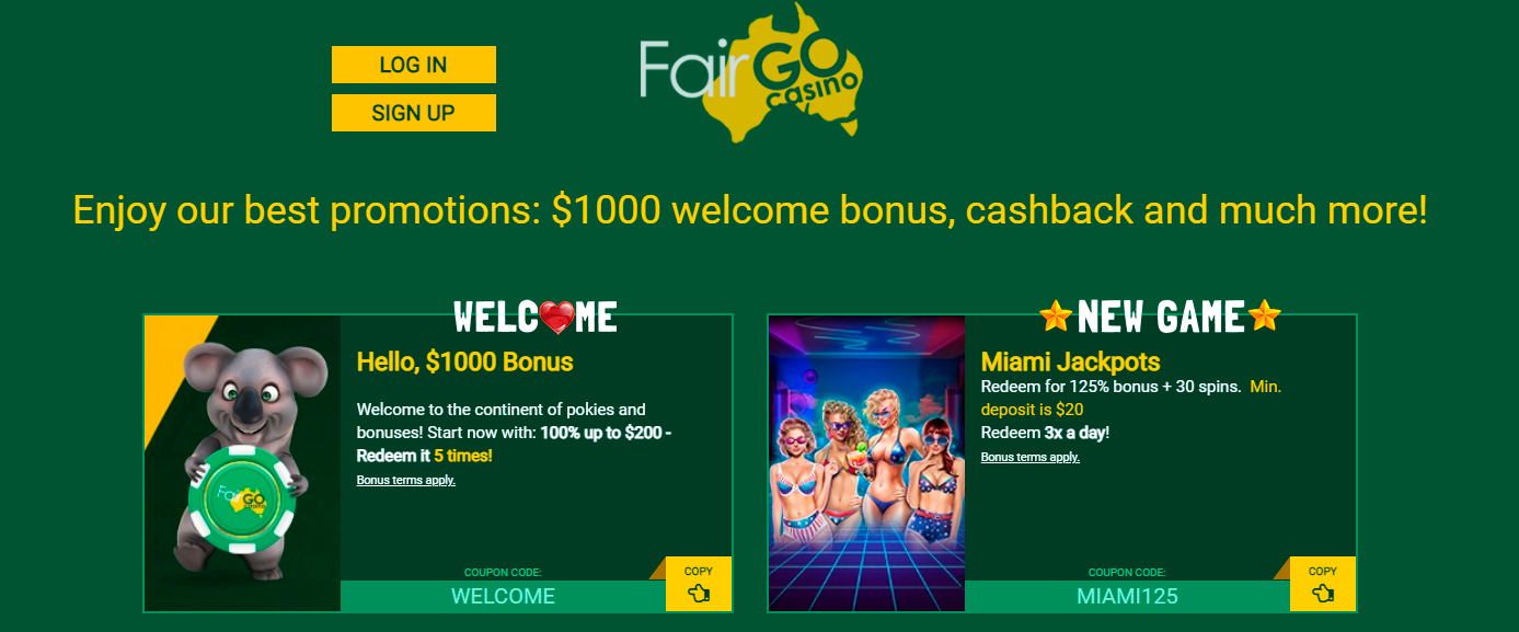 Fair Go Casino Online Australia 🎖️ FairGo Casino Sign Up, Login + Play